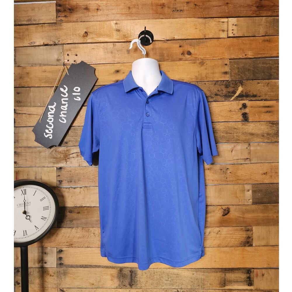 SALE-CBUK men's business causal lake water blue polo shirt size m/L
